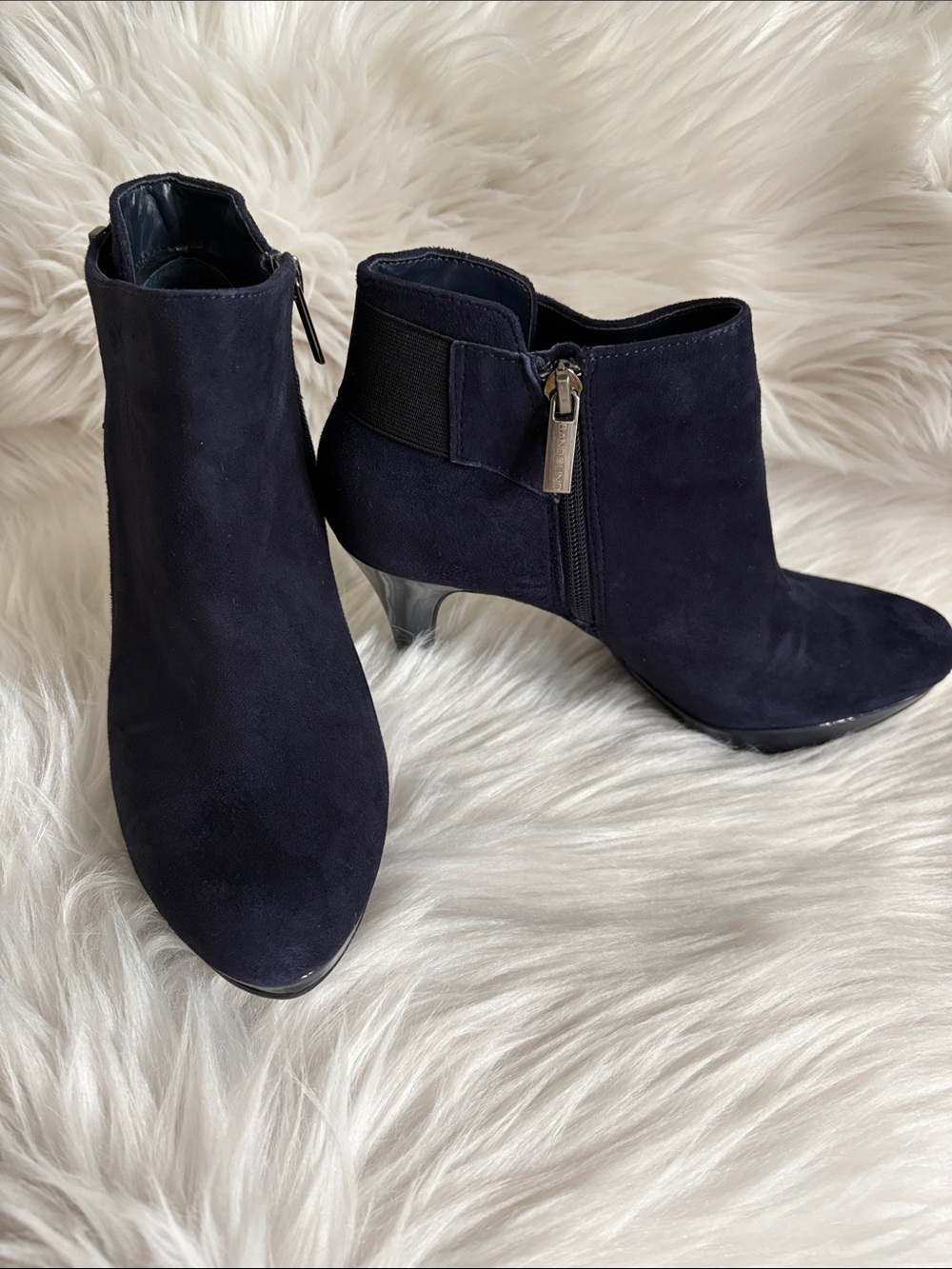 Bandolino Navy Suede Ankle Booties with Side Zip
